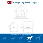TRIXIE Cottage Weatherproof Outdoor Wooden Dog House Raised Floor for Larger Dogs, Brown
