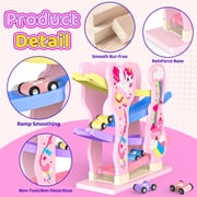 Kids Wooden Track Car Ramp Toys,Girls Unicorn Toy Montessori Toys for 1 2 3 Year Old Toddlers, Race Car Slide Toys,Unicorn Gift for 1-3 Years Old Girls Boy Birthday