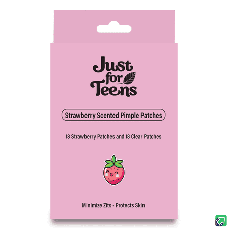 Just for Teens Hydrocolloid Pimple Patches for All Skin Types, 18 Clear & 18 Strawberry Scent