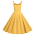 thumbnail image 5 of Lisingtool Dresses for Women 2023 Women Casual Sleeveless 1950S Housewife Evening Party Prom Dress Womens Dresses Homecoming Dresses Yellow, 5 of 5