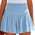 thumbnail image 2 of Pantalones cortos de cintura alta lisos con estilo casual mujeres pantalones cortos de verano para ejercicio en el hogar azul claro M, 2 of 6