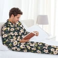 thumbnail image 6 of Naloa Flowers Men’s Pajamas Set - Long Sleeve Button Down Sleep Shirt and Pajama Bottoms Sleepwear Set-Medium, 6 of 7