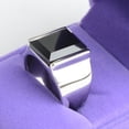 thumbnail image 4 of Minnieouse Anillo de acero de titanio Rectangular Joyería artificial Acero Moda Dedo Onyxes Personalidad Lujo Regalos de moda Ropa, zapatos y accesorios Miscelánea Plata piedra negra Minnieouse AP015066-02, 4 of 6