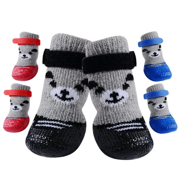 jiaroswwei 4Pcs/Set Outdoor Indoor Anti-slip Silicone Sole Pet Dog Puppy Cat Boots Socks