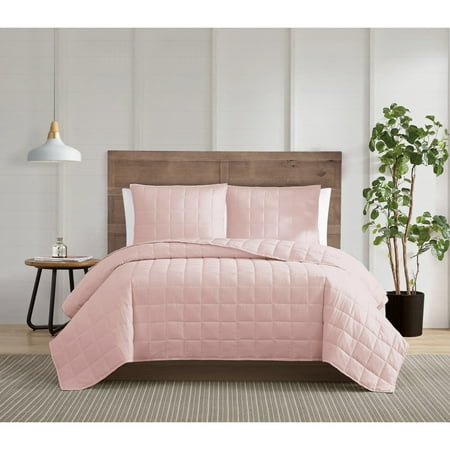 Truly Calm Silver Cool Blush Twin/Twin XL 2 Piece Quilt Set