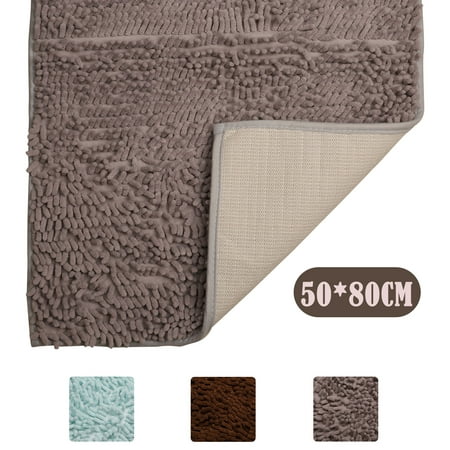 EEEKit Bathroom Rug Carpet, Non Slip Absorbent Soft Microfiber Shaggy Bath Mats, Toilet Shower Floor Carpet Cushion Mat Machine Washable for Door, Bathroom, Kitchen -80*50cm/60*50cm