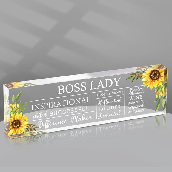 Boss Lady Gifts Inspirational Quotes Office Gifts Acrylic Boss Lady Office Decor Boss Birthday Gifts Boss Appreciation Keepsake and Paperweight for Female Leader (Fresh Style)