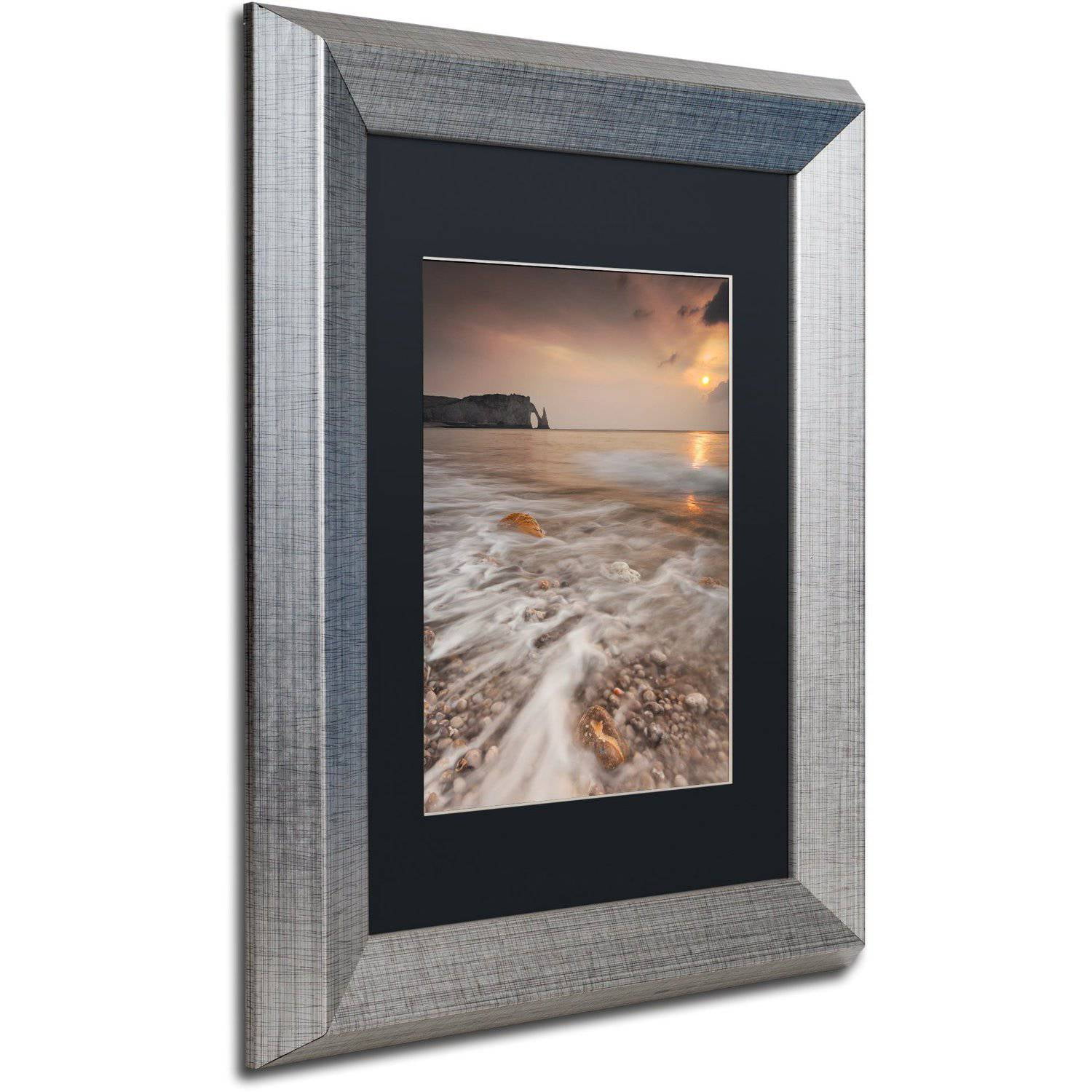 Trademark Fine Art "Etretat" Canvas Art by Mathieu Rivrin Black Matte, Silver Frame