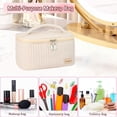 thumbnail image 3 of Bolsa de maquillaje, bolsa de cosméticos de viaje grande de cuero de PU para mujeres, bolsa organizadora de maquillaje, bolsa de artículos de tocador, 3 of 5