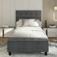 thumbnail image 4 of Costway Twin Upholstered Bed Frame with Ottoman Storage Linen Button Tufted Headboard, 4 of 10