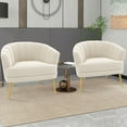 thumbnail image 6 of Andeworld Upholstered Accent Chair with Gold Metal Legs (Beige), 6 of 7