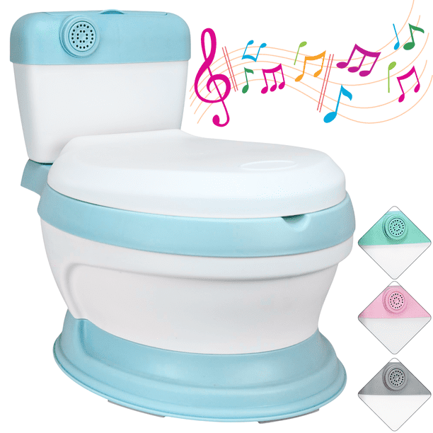 Baño Entrenador para Niños con Sonido Antideslizante Asiento Acolchado Diseño Realista - Azul