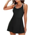 thumbnail image 1 of Traje de Baño de Manga Larga para las Mujeres Color Bloque Falda Control Vestido de Baño con Bolsillos, Poliéster, 1 of 9