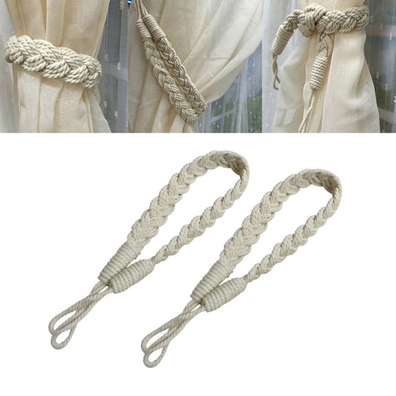 Walbest Curtain Rope Buckle, 2 Pieces Cotton Knitted Knot Braided Window Curtain Tiebacks Decorative Drapes Holdback for Living Room, Bedroom