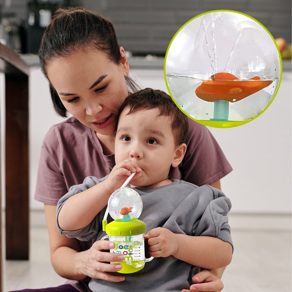 Sippy Cup with Straw Spill Proof Weighted Straw Cup for Toddlers with Handles Whale Squirt Water Cup for Baby Drinking Tritan Water Bottle BPA Free Trainer Sippy Cups for 1+ Year Old(7.7oz)