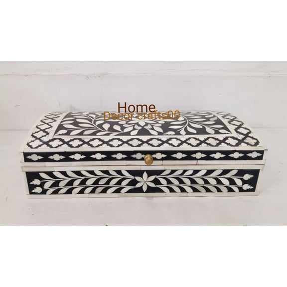 New Indian Handmade Bone Inlay Jewelry Box, Floral Pattern jewelry box, Bone Inlay furniture, bone inlay box, mop inlay box
