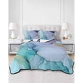 thumbnail image 3 of Quilts Twin Size, Purple Teal Golden Marble Soft Comforter Bedding Set for Bed, Abstract Modern Geometric Lightweight Quilted Bedspread with Pillow Cover(2 Pieces) for All Season, 68x86 Inch, 3 of 6