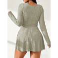 thumbnail image 3 of Women's Plus Size Long Sleeve Square Neck Ribbed Dress with Pockets A‑Line Mini Dress, 3 of 4