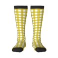 thumbnail image 1 of Fotbe Yellow Checkboard Calcetas Divertidas Estampadas para Hombre y Mujer, Calcetas de Algodón hasta la Rodilla para Caminar, Correr, Enfermería y Embarazo, 1 of 6