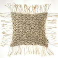 thumbnail image 2 of Phantoscope Handmade Crochet Woven Series Boho with Tassels Decorative Cotton Throw Pillow,18" x 18",Beige, Square, 1 Pack, 2 of 5