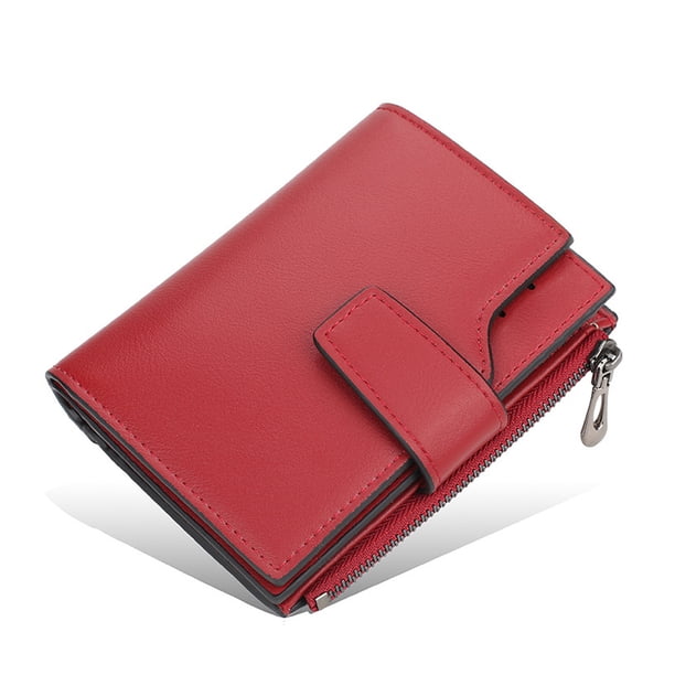 Carteras de moda Qarigey para mujer, monedero multitarjeta de PU, bolso de mano estilo Simple, color Rojo
