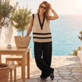 thumbnail image 6 of CIENVNSTG Two Piece Sets for Women Summer Sleeveless Ethnic Boho Striped Vest Loose Wide Leg Pants Vestidos Fashion Streetweeetwear Black XL, 6 of 8