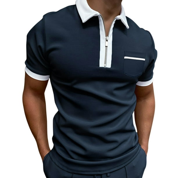 dtydtpe polo shirts for men male summer solid t shirt turn down collar ...