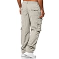 thumbnail image 4 of Men's Flex Ripstop Military Pants Water Resistant Elastic Waist Cargo Pants with Multi Pockets Big and Tall Joggers Hiking Outdoor Ripstop Stretch Trousers,Beige 2XL, 4 of 4