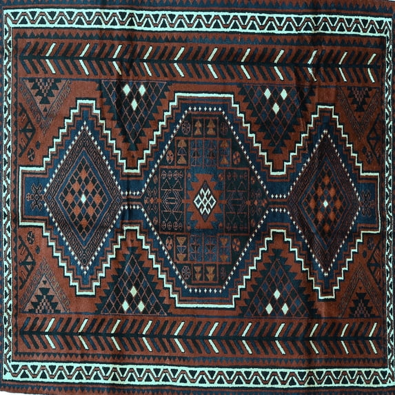 Ahgly Company Indoor Square Persian Light Blue Traditional Area Rugs, 4' Square