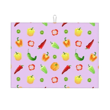 

Dish Drying Mat vegetable Bell Pepper Pattern Highly Absorbent Microfiber Drying Mat Kitchen Counter or Sink Drawer Liner 16x18 Kitchen Drying Mat Coffee Mat Kitchen Essentials