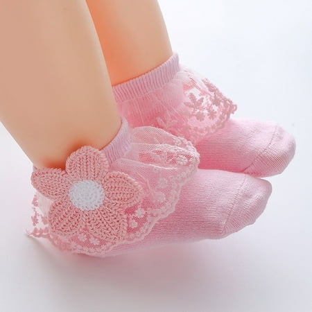 

Infant Baby Girls Ruffle Socks Sweet Eyelet Frilly Lace Princess Ankle Socks with Sunflower Applique