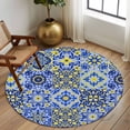 thumbnail image 2 of Round Rugs 6 Ft, Vintage Boho Non Slip Area Rugs for Kitchen Bedroom Entryway, Middle Century Bohemia Style Patchwork Blue Washable Carpet Runner Rug Floor Mats for Bedroom Home Decor, 2 of 8