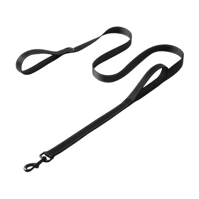 Double Handle Dog Leash PVC Coated Nylon Odor Proof Easy Clean 6 Foot Length 2 Handles Metal Hardware for Beach Muddy Training