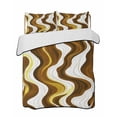 thumbnail image 2 of Quilts King Size, Brown Stripe Soft Comforter Bedding Set for Bed, Gold Geometric White Coastal Wave Modern Ocean Lightweight Quilted Bedspread with Pillow Cover(2 Pieces) for All Season, 96x106 Inch, 2 of 6