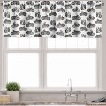 Ambesonne Motorcycle Valance Pack of 2, Retro Style Drawings, 42"X18", Grey White Black