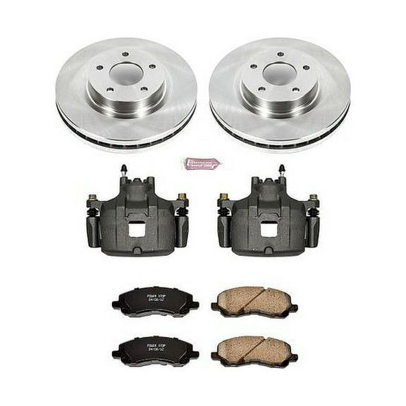 PowerStop Front Stock Replacement Brake Pad and Rotor Kit with Calipers Fits: MITSUBISHI Select Models KCOE3032A