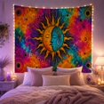 thumbnail image 2 of Split Sun and Moon Celestial Face with Vibrant Nebula Swirls, Mystical Watercolor for Space Lovers, Celestial Art Decor, Birthday Gift, Tapestry Wall Hanging for Bedroom and Living Room, 2 of 7
