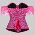 thumbnail image 4 of Women's Off-the-Shoulder Corset Top Ruffle Sleeve Sweetheart Neck Bustier Vintage Overbust Corset with Front Hook L, 4 of 5