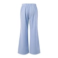 thumbnail image 6 of Endives Striped Linen Pants Women Wide Leg Pant Elastic Waist Tie Up Lightweight Loungewear Casual Trousers Sky Blue, 6 of 6