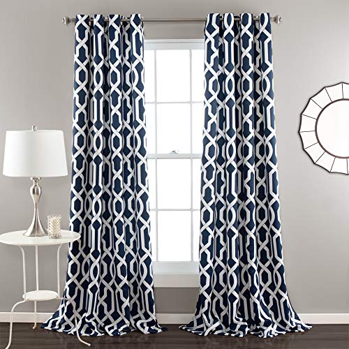 Lush Decor Edward Blackout Window Curtain Panel (Set of 2), Navy