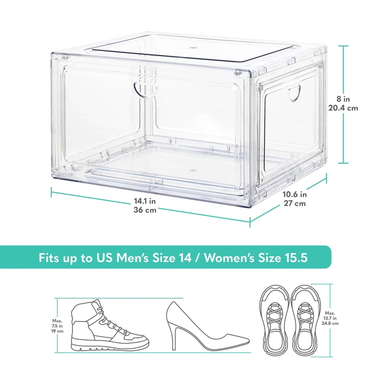 Qualiazero Clear Stackable Shoe Organizer Shoebox with Magnetic