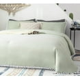 thumbnail image 1 of Pom Pom Comforter Set King Size,Solid Color Farmhouse Bedding Set with White Fringe Ball ,Ultra Soft & Breathable Washed Microfiber Comforter - 3 Pieces, 1 of 7