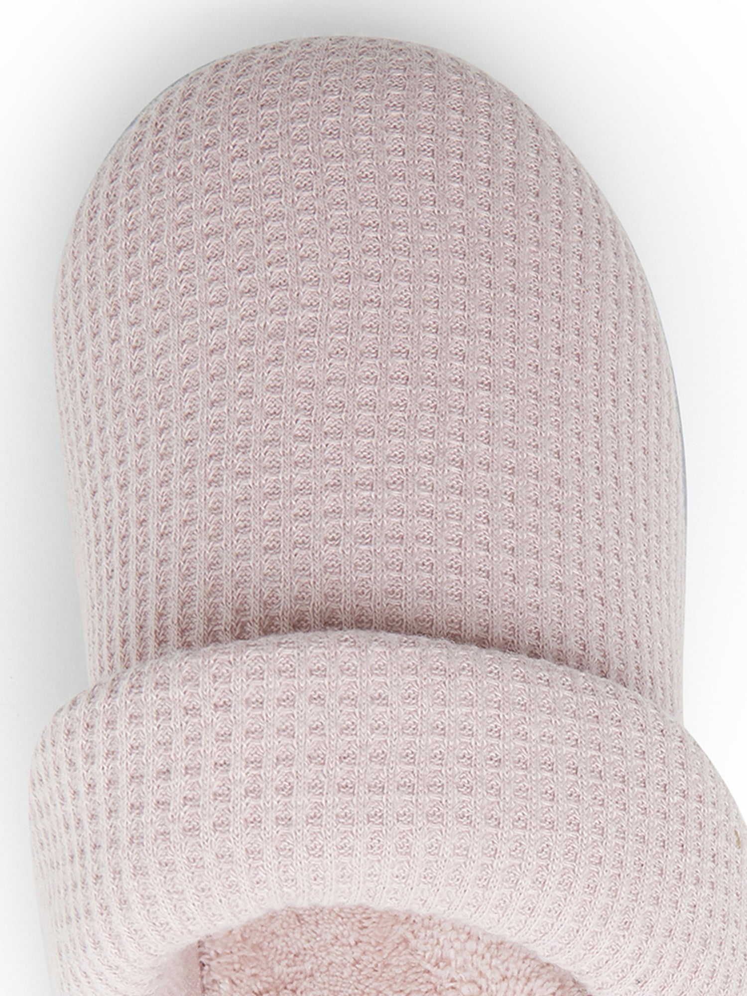 Dearfoams Women's Eleanor Waffle Knit Scuff with Memory Foam Slippers