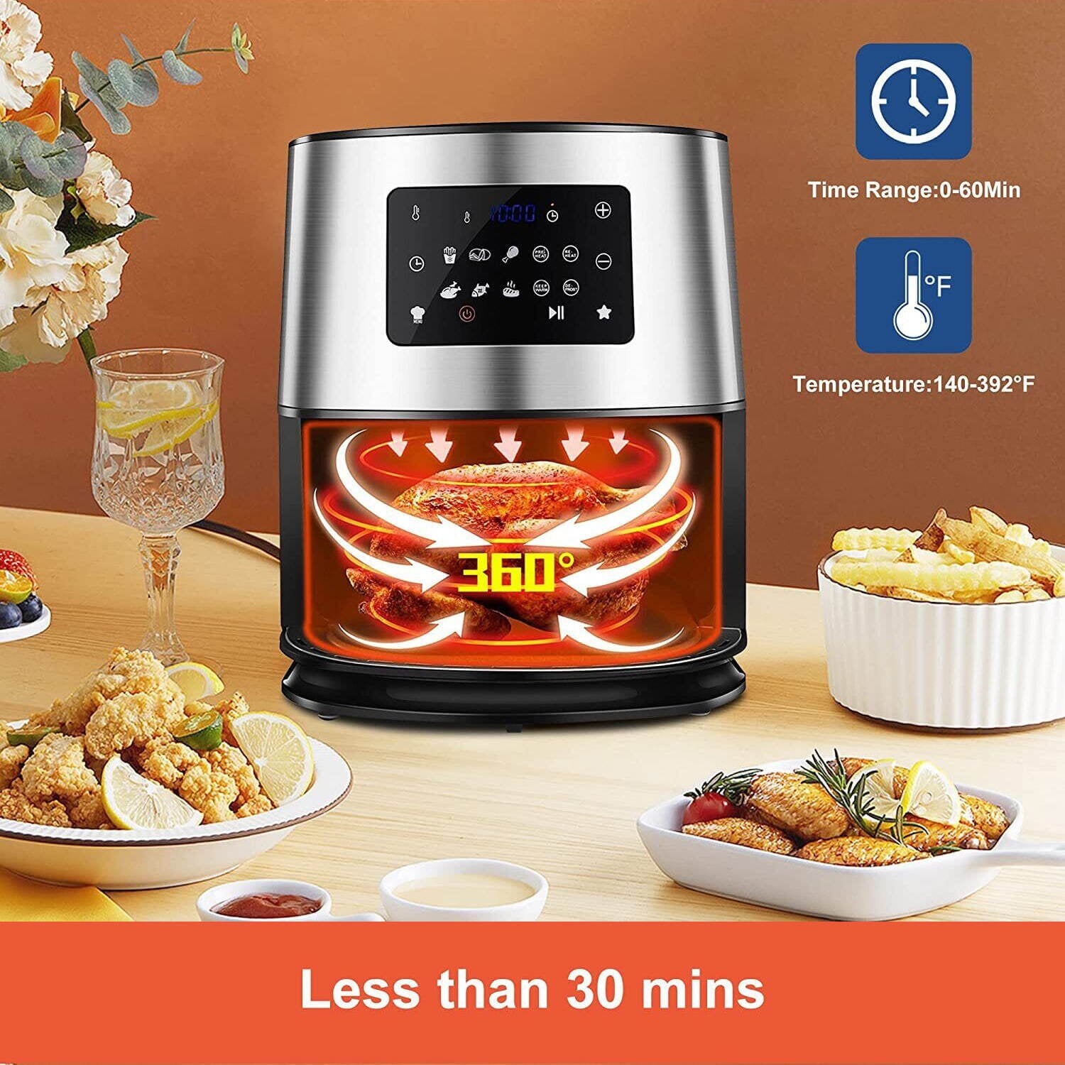 6.3 Quart 10-in-1 Air Fryer Smart Electric Hot Air fryer Oven Oilless Cooker NEW
