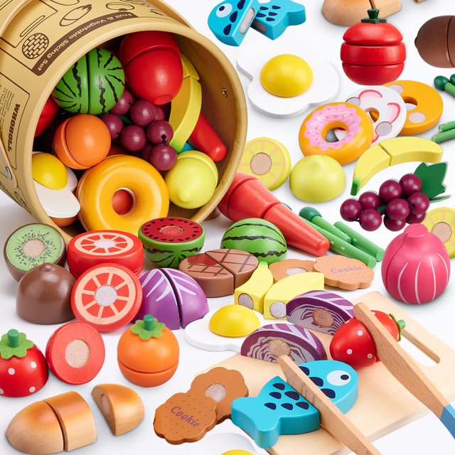 Juego de comida de madera Arthopt para cocina infantil con accesorios