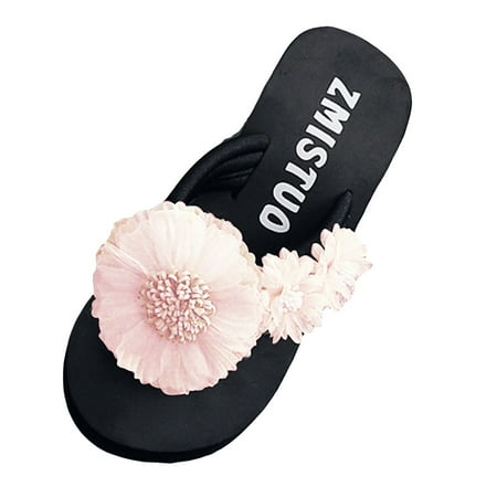 

HSMQHJWE Women Leather Flip Flops Flip Flops With Back Strap For Women Flower Wedges Shoes Slipper Open Toe Flop Flip- Women Color Fashion Slip-On Women S Slipper Women 40