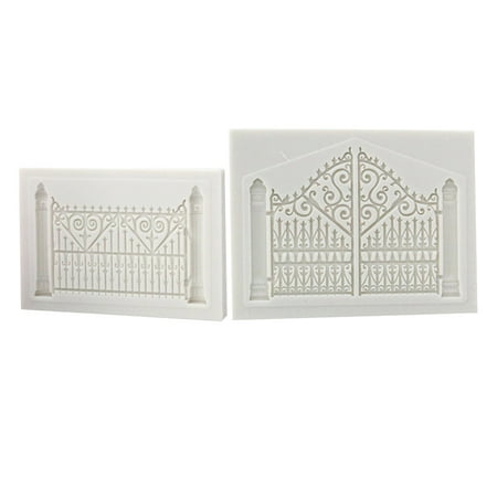 

2Pcs Retro Cake Mold Fence Shaped Delicate Fondant Cakes Molds European Style Silicone Stockade Molds (White)