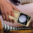 thumbnail image 6 of Elegant Choise Case with Credit Card Holder for Samsung Galaxy Z Flip 5 5G Wristband Stand Leather Phone Cover, Khaki, 6 of 10