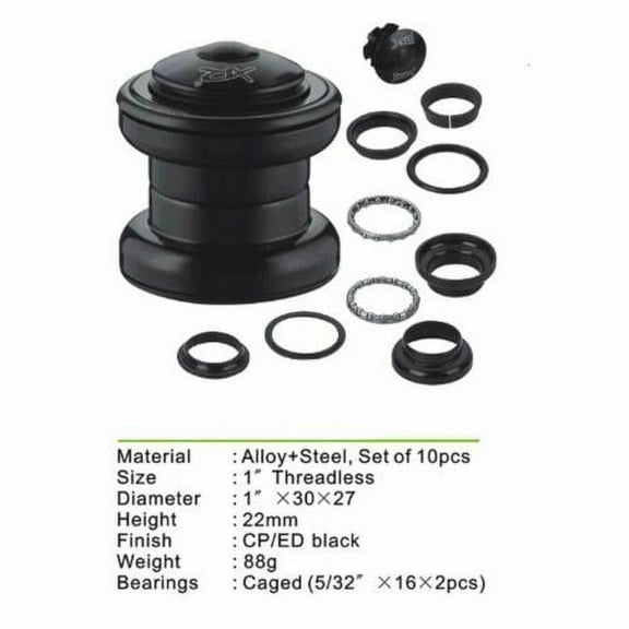 CDHPOWER 10pcs 1" Threadless Bicycle Headset Combo Black Color