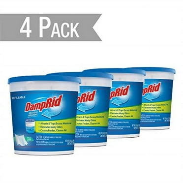 DampRid Pure Linen Refillable Moisture Absorber - 10.5oz cups - 4 pack - Traps Moisture for Fresher, Cleaner Air